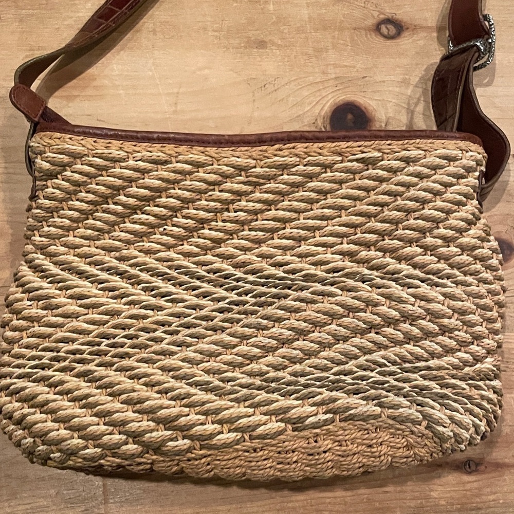 Brighton Crocodile Strap & Pocket animal silk lined silver accents Purse Bag EUC - Picture 4 of 16